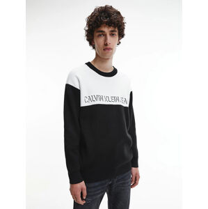 Calvin Klein pánský černobílý svetr - M (YAF)